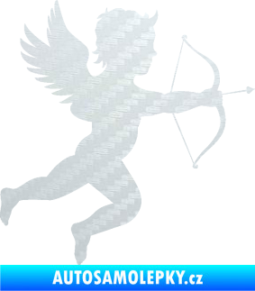 Samolepka Amor 001 pravá cupid andílek 3D karbon bílý
