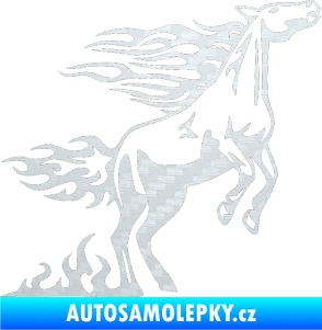 Samolepka Animal flames 001 pravá kůň 3D karbon bílý