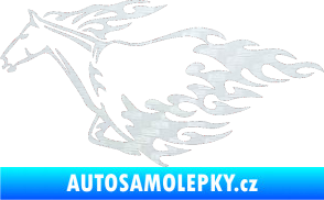 Samolepka Animal flames 003 levá kůň 3D karbon bílý