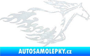 Samolepka Animal flames 003 pravá kůň 3D karbon bílý