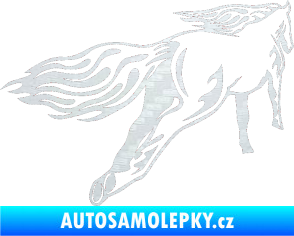 Samolepka Animal flames 009 pravá kůň 3D karbon bílý