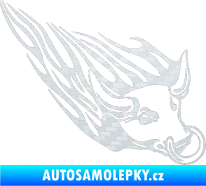 Samolepka Animal flames 010 pravá býk s kruhem 3D karbon bílý