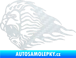 Samolepka Animal flames 014 levá lev 3D karbon bílý