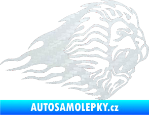 Samolepka Animal flames 014 pravá lev 3D karbon bílý