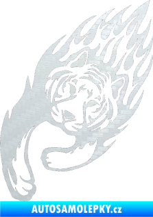 Samolepka Animal flames 015 levá tygr 3D karbon bílý