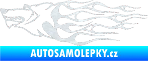 Samolepka Animal flames 017 levá vlk 3D karbon bílý