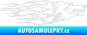 Samolepka Animal flames 017 pravá vlk 3D karbon bílý
