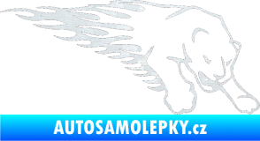 Samolepka Animal flames 020 pravá puma 3D karbon bílý