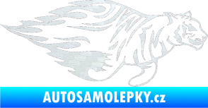 Samolepka Animal flames 021 pravá tygr 3D karbon bílý