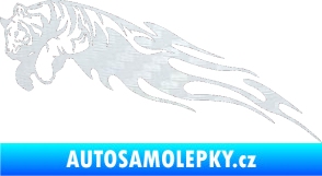 Samolepka Animal flames 022 levá tygr 3D karbon bílý