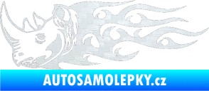 Samolepka Animal flames 025 levá nosorožec 3D karbon bílý