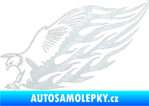Samolepka Animal flames 029 levá orel 3D karbon bílý