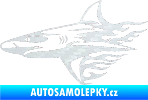 Samolepka Animal flames 031 levá žralok 3D karbon bílý