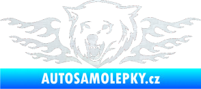 Samolepka Animal flames 034 levá  vlk 3D karbon bílý