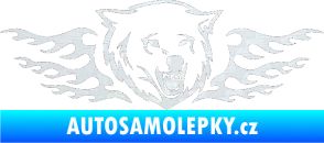 Samolepka Animal flames 034 pravá  vlk 3D karbon bílý