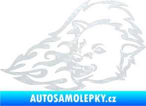 Samolepka Animal flames 036 levá vlk 3D karbon bílý