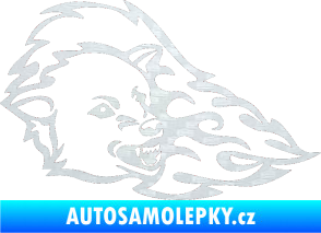Samolepka Animal flames 036 pravá vlk 3D karbon bílý