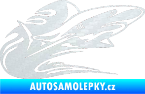 Samolepka Animal flames 037 pravá žralok 3D karbon bílý