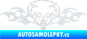 Samolepka Animal flames 038 levá  vlk 3D karbon bílý