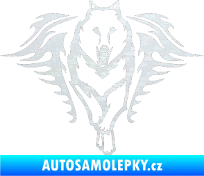 Samolepka Animal flames 039 pravá  vlk 3D karbon bílý