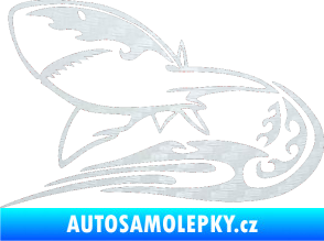 Samolepka Animal flames 041 levá žralok 3D karbon bílý