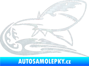 Samolepka Animal flames 041 pravá žralok 3D karbon bílý