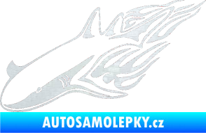 Samolepka Animal flames 048 levá žralok 3D karbon bílý