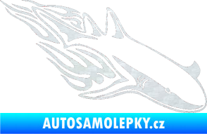 Samolepka Animal flames 048 pravá žralok 3D karbon bílý