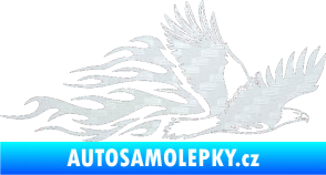 Samolepka Animal flames 053 pravá orel 3D karbon bílý