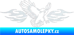 Samolepka Animal flames 054 pravá orel 3D karbon bílý