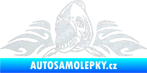 Samolepka Animal flames 063 levá  piraňa 3D karbon bílý