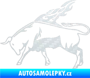 Samolepka Animal flames 067 levá býk 3D karbon bílý