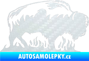 Samolepka Animal flames 071 pravá býk 3D karbon bílý