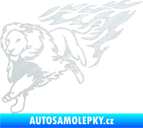 Samolepka Animal flames 087 levá lev 3D karbon bílý