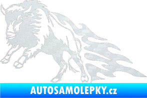 Samolepka Animal flames 089 levá býk 3D karbon bílý