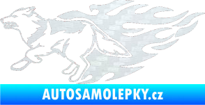 Samolepka Animal flames 090 levá vlk 3D karbon bílý