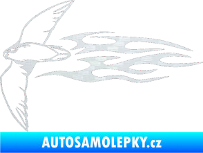 Samolepka Animal flames 095 levá letící pták 3D karbon bílý