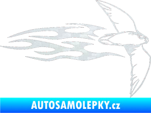 Samolepka Animal flames 095 pravá letící pták 3D karbon bílý