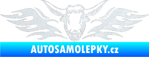 Samolepka Animal flames 098 levá býk 3D karbon bílý