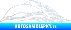 Samolepka Animal flames 099 levá delfín 3D karbon bílý