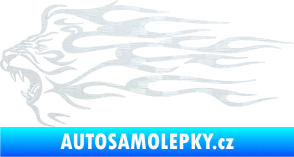 Samolepka Animal flames 103 levá lev 3D karbon bílý