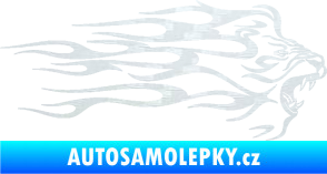 Samolepka Animal flames 103 pravá lev 3D karbon bílý