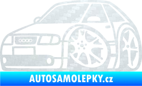 Samolepka Audi A3 karikatura levá 3D karbon bílý