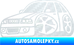 Samolepka Audi A4 karikatura levá 3D karbon bílý