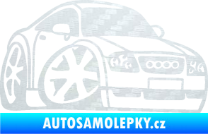 Samolepka Audi TT karikatura pravá 3D karbon bílý