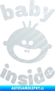 Samolepka Baby inside 002 levá dva zuby na palubě 3D karbon bílý