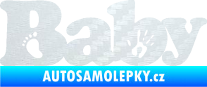 Samolepka Baby nápis otisk ručky a nožky 3D karbon bílý