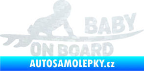 Samolepka Baby on board 010 pravá surfing 3D karbon bílý