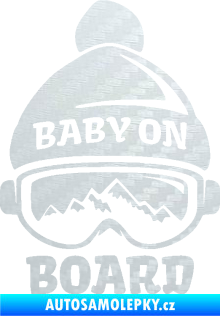 Samolepka Baby on board 012 pravá na horách 3D karbon bílý