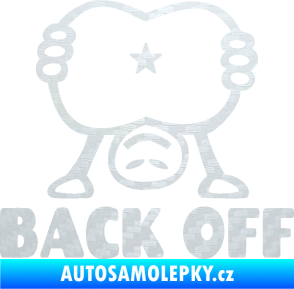 Samolepka Back off panáček 3D karbon bílý